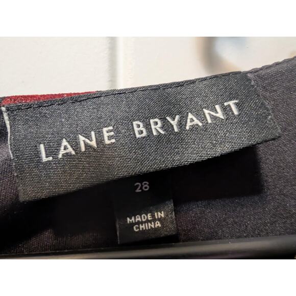 Lane Bryant Surplice Fitted Sz. 28 Black Midi Dress Red Metallic Gold Polka Dot - Picture 6 of 11